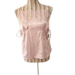 Free People Intimately Women Pink Satin Boho Shimmer  Cami Tank Top Size XS/L